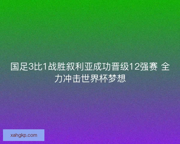国足3比1战胜叙利亚成功晋级12强赛 全力冲击世界杯梦想