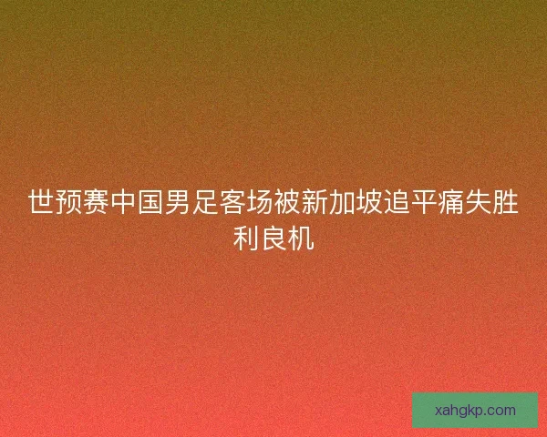 世预赛中国男足客场被新加坡追平痛失胜利良机